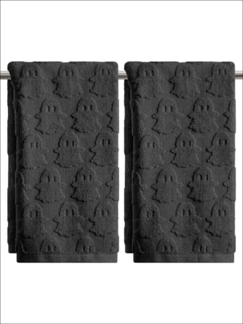 2 Pc 100% Cotton 3D Ghost Jacquard Hand Towels Bathroom Kitchen Decor